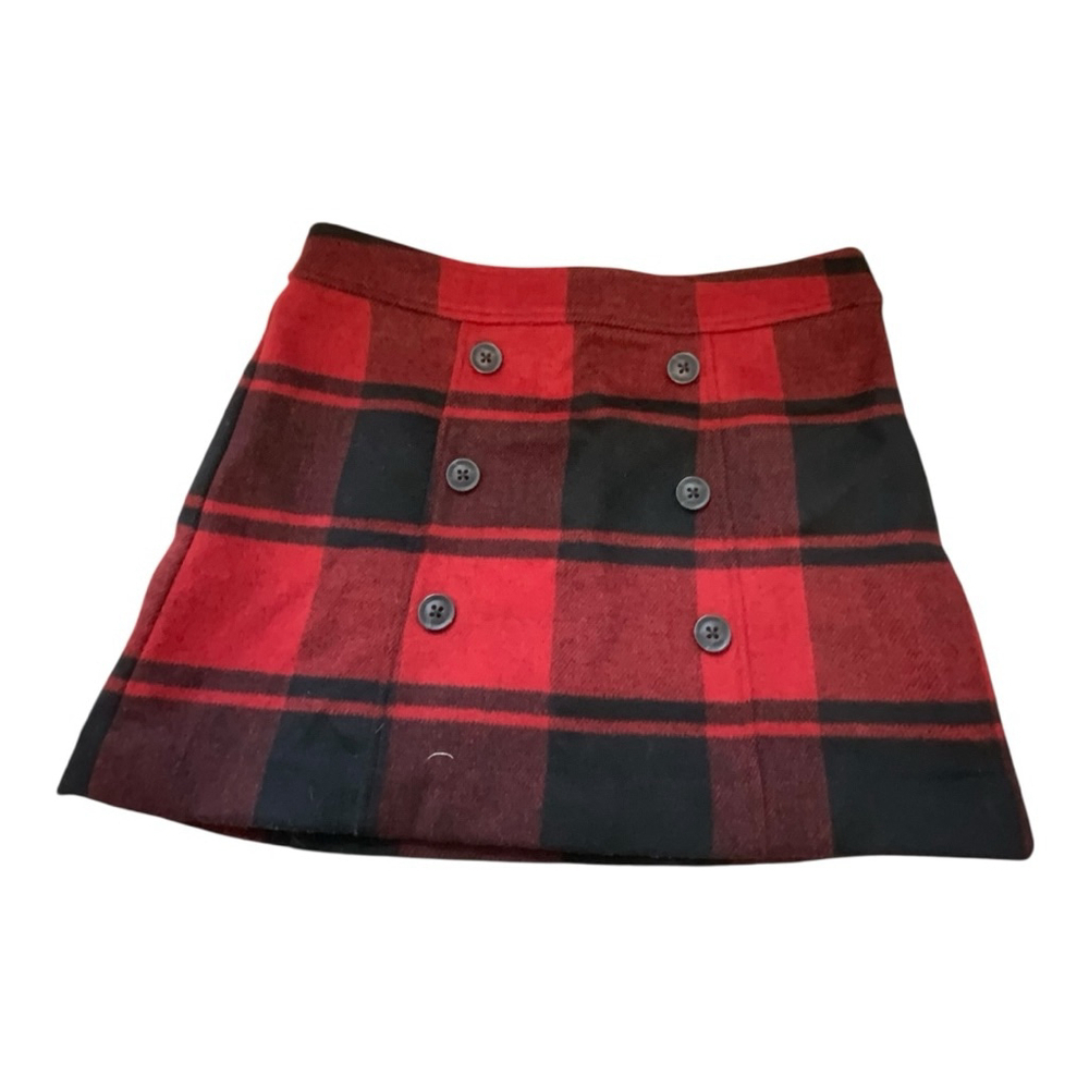 GAP Plaid Mini Skirt Red Black Wool Blend Small